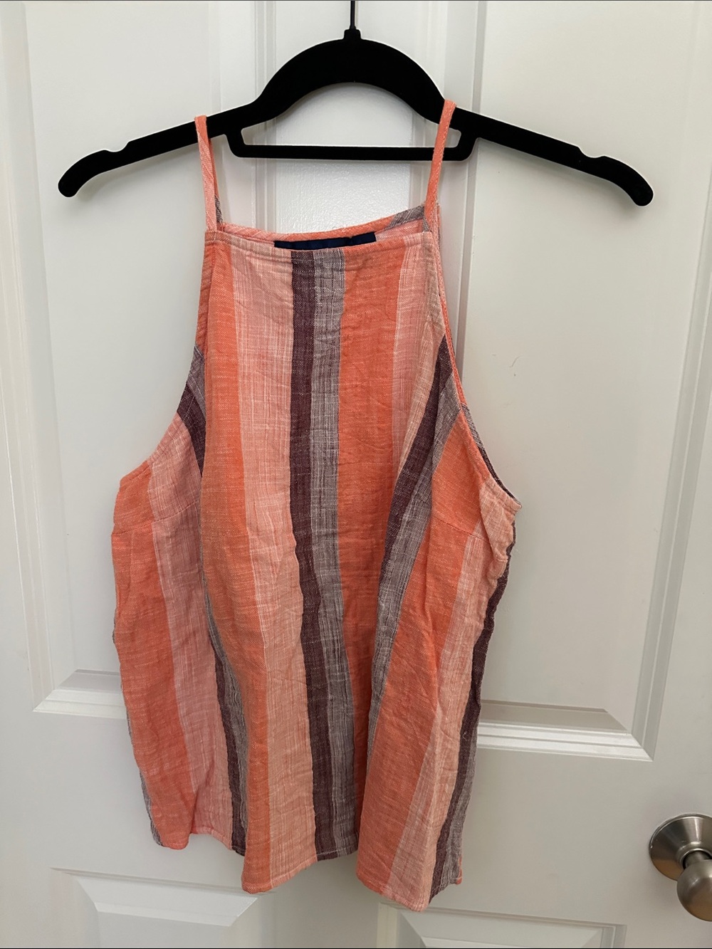 Blue Rain Coral and Mauve Striped Halter Tank